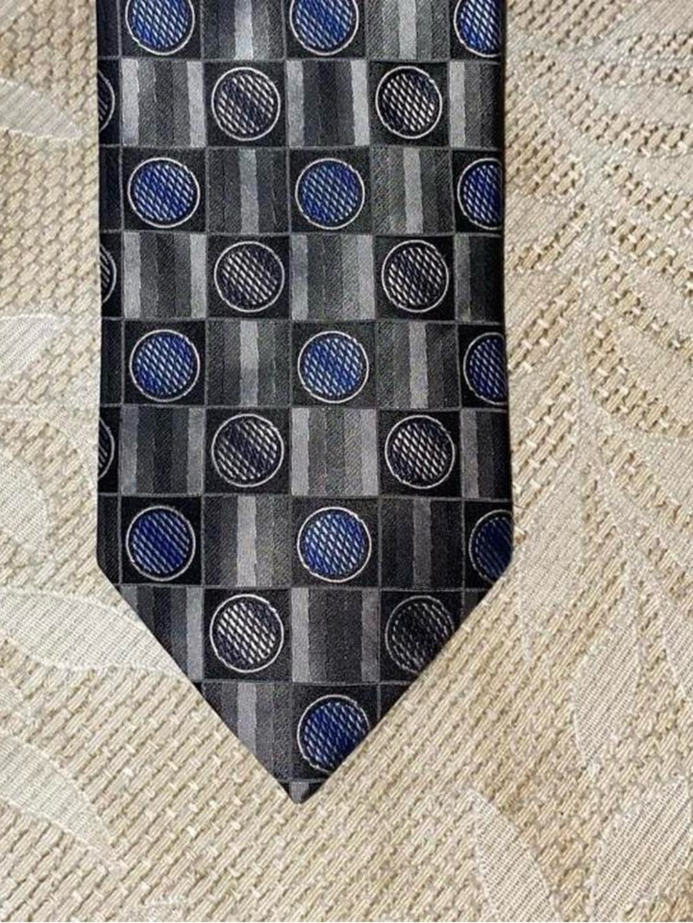 Axist Black and Blue Geometric Dot Tie